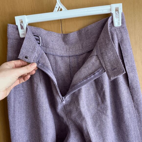 Vintage Lavender Wool-Blend High-Rise Pants V-Waist Front, Wide Leg (Fits 8–10) - Picture 13 of 14